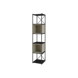 Rackhams Modern Vale Mini Bookcase Versatile Display Unit 5-Tier Metal Frame 2 Adjustable Shelf 18mm (Black Wood) - Ash Green - thumbnail 2