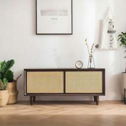 Rackhams Tawny Rattan TV Stand, Wood - thumbnail 1