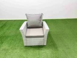 Rackhams Rattan Garden Furniture Set Outdoor 8 Seater Patio Dining Corner Sofa Sets with Dining Table Chair Light Grey Mixed - thumbnail 6