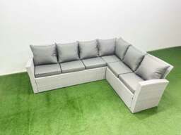 Rackhams Rattan Garden Furniture Set Outdoor 8 Seater Patio Dining Corner Sofa Sets with Dining Table Chair Light Grey Mixed - thumbnail 4