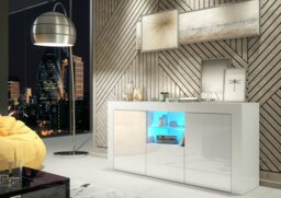 Rackhams Modern TV Unit Cabinet 145cm Stand & with White Gloss Doors & Free LED - 145 cm - 1 - Wite Matt Body & White Gloss Doors - thumbnail 5