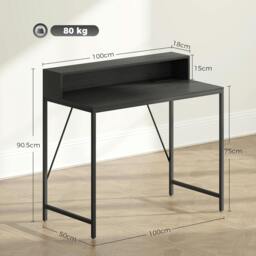 Rackhams Gaming Desk with LED Lights and Power Outlets, Black Wood-Effect - thumbnail 3