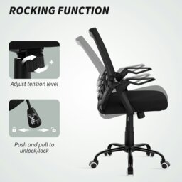 Rackhams Mesh Swivel Office Chair Task Computer Chair w/ Lumbar Support, Black - Yes - Office Chair - 62.5W x 55D x 94-104H cm - thumbnail 4