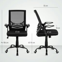 Rackhams Mesh Swivel Office Chair Task Computer Chair w/ Lumbar Support, Black - Yes - Office Chair - 62.5W x 55D x 94-104H cm - thumbnail 5