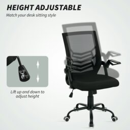 Rackhams Mesh Swivel Office Chair Task Computer Chair w/ Lumbar Support, Black - Yes - Office Chair - 62.5W x 55D x 94-104H cm - thumbnail 3