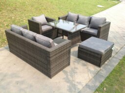 Rackhams 8 Seater Lounge Rattan Sofa Dining Set Table Chair Garden Furniture Outdoor - thumbnail 2