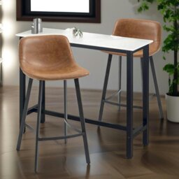 Rackhams Set of 2 Industrial Brown Bar Stools - thumbnail 5