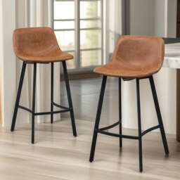 Rackhams Set of 2 Industrial Brown Bar Stools - thumbnail 6