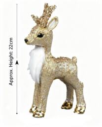 Rackhams 22cm Gold Reindeer Christmas Figurine for Festive Home Display and Seasonal Decorating - thumbnail 3