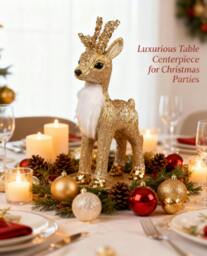 Rackhams 22cm Gold Reindeer Christmas Figurine for Festive Home Display and Seasonal Decorating - thumbnail 6