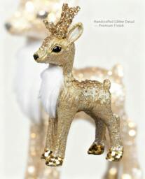Rackhams 22cm Gold Reindeer Christmas Figurine for Festive Home Display and Seasonal Decorating - thumbnail 2