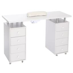 Rackhams 4ft Wide White Movable Manicure Table Nail Station with Dust Collector - thumbnail 4