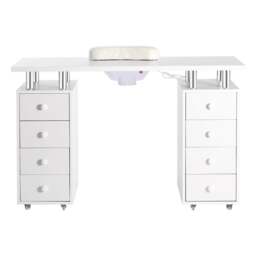 Rackhams 4ft Wide White Movable Manicure Table Nail Station with Dust Collector - thumbnail 2