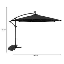 Rackhams LED Cantilever Parasol 3m With Half Fan Base – Black - thumbnail 5