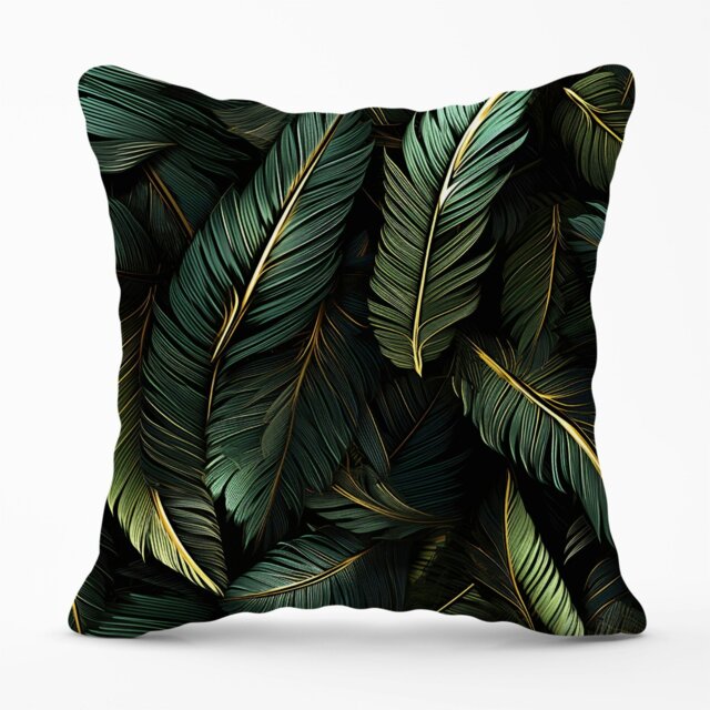 Rackhams Green and Gold Leaves Cushions - 45cm x 45cm - image 1