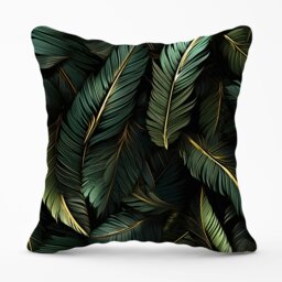 Rackhams Green and Gold Leaves Cushions - 45cm x 45cm - thumbnail 1