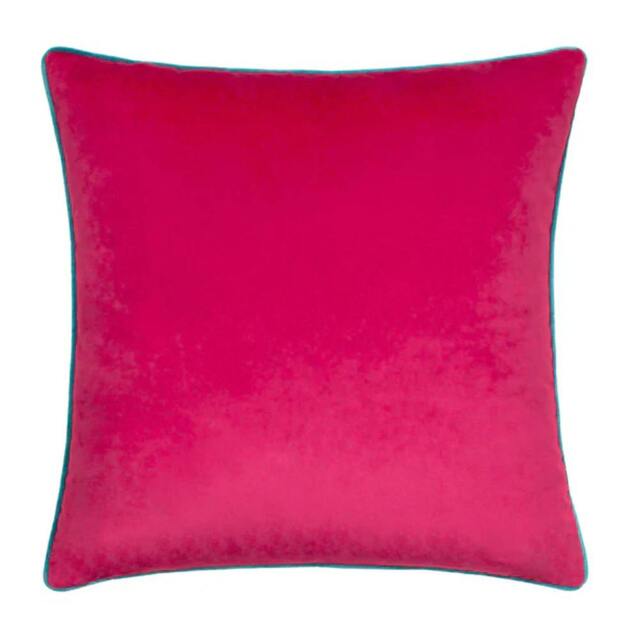 Rackhams Meridian Velvet Cushion Cover - Raspberry/Teal - 45cm x 45cm - Raspberry/Teal - 100% Polyester - image 1