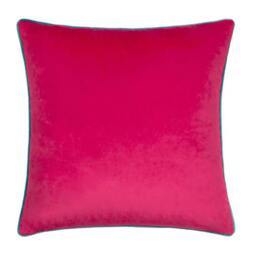 Rackhams Meridian Velvet Cushion Cover - Raspberry/Teal - 45cm x 45cm - Raspberry/Teal - 100% Polyester - thumbnail 1