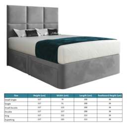 Rackhams Caprio Upholserted Floorstanding Headboard With Divan Bed Frame - Grey - Grey - Single - thumbnail 4