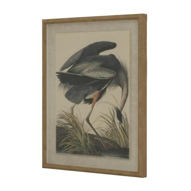 Rackhams Flora & Fauna Collection Heron Beaded Linen Framed Wall Art - Brown/White/Black - Brown/White/Black - 50cm x 2cm x 40cm - Brown/White/Black - image 1