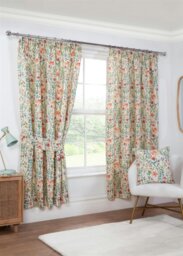 "Rackhams Amaryllis Pencil Pleat Curtains - Cream - 90 x 54""" - thumbnail 1