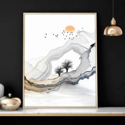 Rackhams Framed print set of 3 - Landscape wall art for Living room - A2 16.54 x 23.39 in / 42 x 59.4 cm - Satin Photo paper 280 gsm - Oak Frame - thumbnail 3