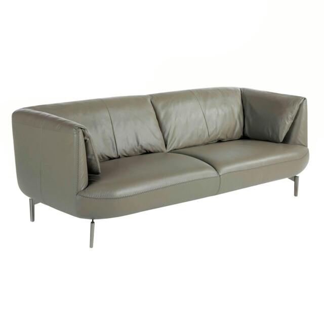 Rackhams Grey leather sofa 6036/6037 - 210 x 90 x 78 - 3