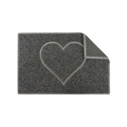 Rackhams Heart Small Embossed Doormat in Grey with Open Back - Grey - Vinyl - 1 - thumbnail 2