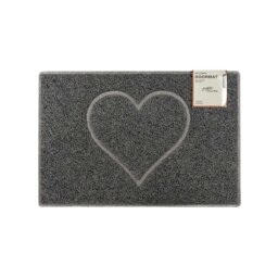 Rackhams Heart Small Embossed Doormat in Grey with Open Back - Grey - Vinyl - 1