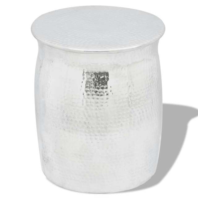 Rackhams Hammered Aluminium Stool/Side Table Silver - image 1
