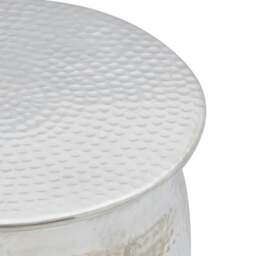 Rackhams Hammered Aluminium Stool/Side Table Silver - thumbnail 3