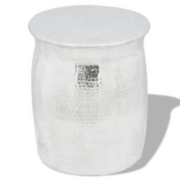 Rackhams Hammered Aluminium Stool/Side Table Silver - thumbnail 1