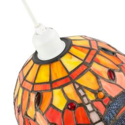 Rackhams Vivid Orange and Amber Stained Glass Dragonfly Tiffany Pendant Shade - thumbnail 4