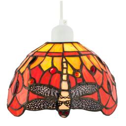 Rackhams Vivid Orange and Amber Stained Glass Dragonfly Tiffany Pendant Shade - thumbnail 3