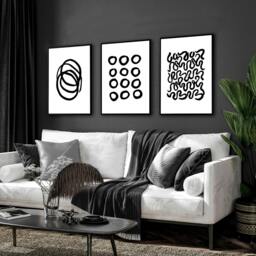 Rackhams Modern Art For Living Room Wall - Set of 3 wall art prints - A2 16.54 x 23.39 in / 42 x 59.4 cm - Satin Photo paper 280 gsm - White Frame - thumbnail 5