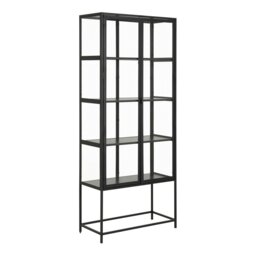 Rackhams Seaford Tall Black Metal 2 Door Display Cabinet - 1 - Full Assembly Required - Black