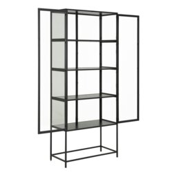 Rackhams Seaford Tall Black Metal 2 Door Display Cabinet - 1 - Full Assembly Required - Black - thumbnail 4