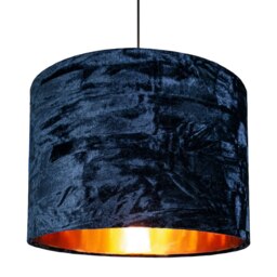 "Rackhams Modern Midnight Blue Crushed Velvet 10"" Table/Pendant Shade with Copper Inner" - thumbnail 5
