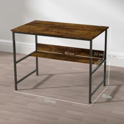 Rackhams 2-Tier Writing Desk Metal Frame with Storage Shelf Rustic Brown - Rustic Brown - 60 - Particle board, metal - thumbnail 5