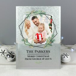 Rackhams Personalised Geo Leaves 4x4 Glitter Glass Photo Frame - thumbnail 4
