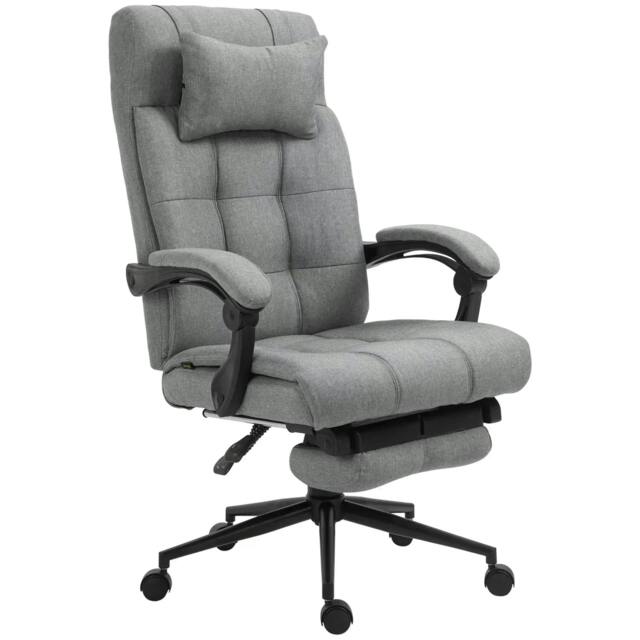 Rackhams Office Chair with Footrest Ergonomic Office Chair with Armrests Lumber Support and Headrest Light Grey - image 1