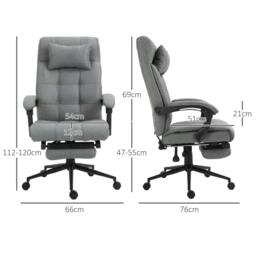 Rackhams Office Chair with Footrest Ergonomic Office Chair with Armrests Lumber Support and Headrest Light Grey - thumbnail 3