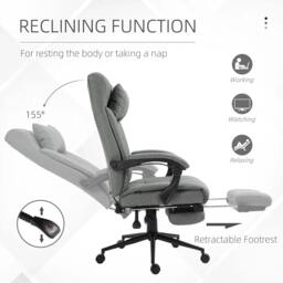 Rackhams Office Chair with Footrest Ergonomic Office Chair with Armrests Lumber Support and Headrest Light Grey - thumbnail 5