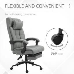 Rackhams Office Chair with Footrest Ergonomic Office Chair with Armrests Lumber Support and Headrest Light Grey - thumbnail 6