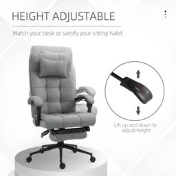 Rackhams Office Chair with Footrest Ergonomic Office Chair with Armrests Lumber Support and Headrest Light Grey - thumbnail 4