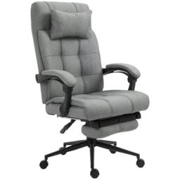 Rackhams Office Chair with Footrest Ergonomic Office Chair with Armrests Lumber Support and Headrest Light Grey - thumbnail 1