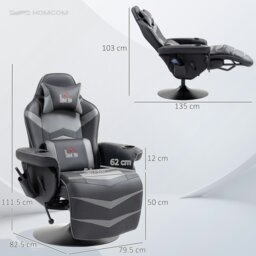 Rackhams Massage Recliner Chair with Remote, PU Leather Recliner Armchair Grey - thumbnail 5