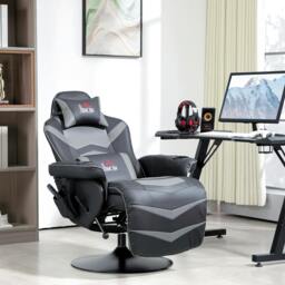 Rackhams Massage Recliner Chair with Remote, PU Leather Recliner Armchair Grey - thumbnail 1