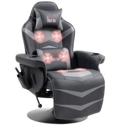 Rackhams Massage Recliner Chair with Remote, PU Leather Recliner Armchair Grey - thumbnail 2
