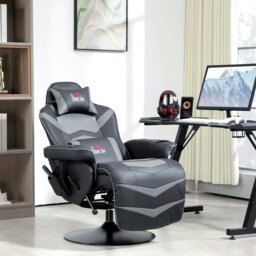 Rackhams Massage Recliner Chair with Remote, PU Leather Recliner Armchair Grey - thumbnail 1